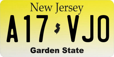 NJ license plate A17VJO