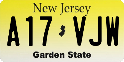 NJ license plate A17VJW
