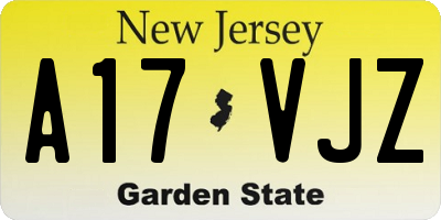 NJ license plate A17VJZ