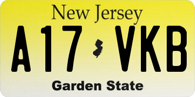NJ license plate A17VKB