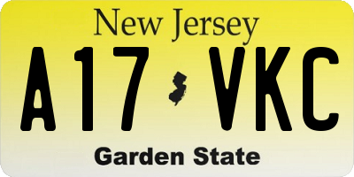 NJ license plate A17VKC