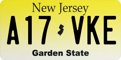 NJ license plate A17VKE