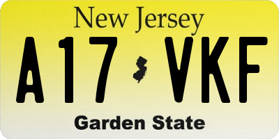 NJ license plate A17VKF
