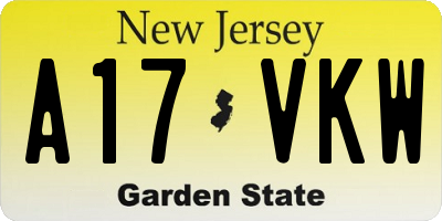 NJ license plate A17VKW