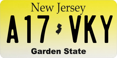 NJ license plate A17VKY