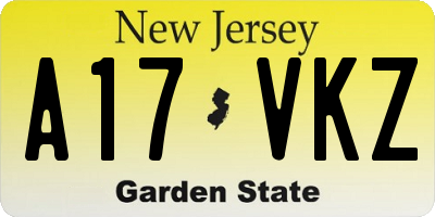 NJ license plate A17VKZ