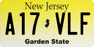 NJ license plate A17VLF