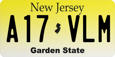 NJ license plate A17VLM