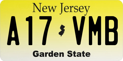 NJ license plate A17VMB