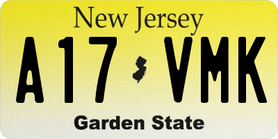 NJ license plate A17VMK