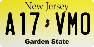 NJ license plate A17VMO