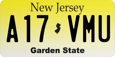 NJ license plate A17VMU