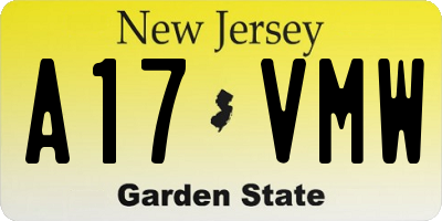 NJ license plate A17VMW