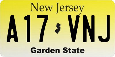 NJ license plate A17VNJ