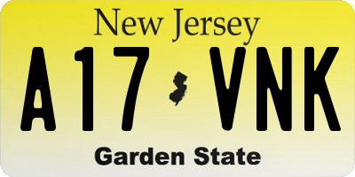 NJ license plate A17VNK
