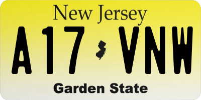 NJ license plate A17VNW
