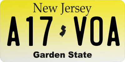 NJ license plate A17VOA