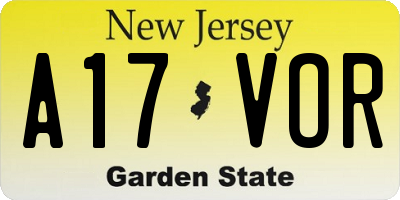 NJ license plate A17VOR