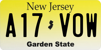 NJ license plate A17VOW
