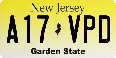 NJ license plate A17VPD