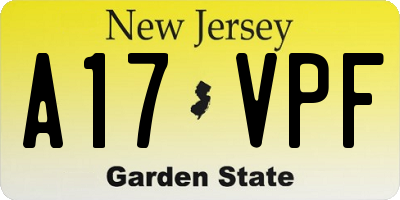 NJ license plate A17VPF