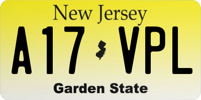NJ license plate A17VPL
