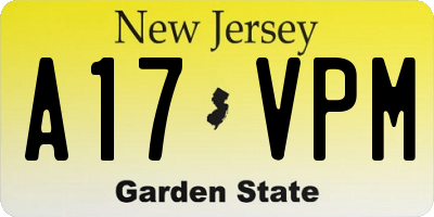 NJ license plate A17VPM