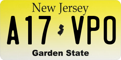 NJ license plate A17VPO