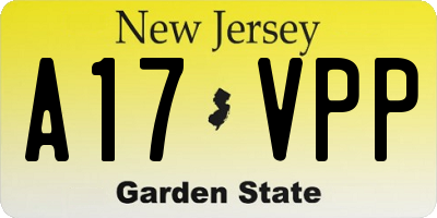 NJ license plate A17VPP