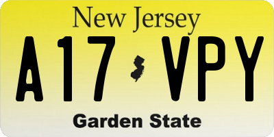 NJ license plate A17VPY