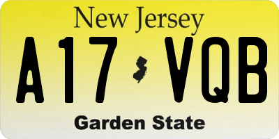 NJ license plate A17VQB