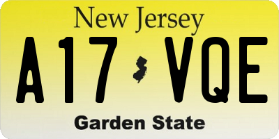 NJ license plate A17VQE