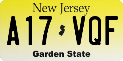NJ license plate A17VQF