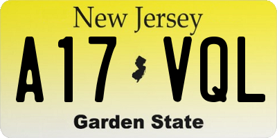 NJ license plate A17VQL