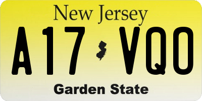 NJ license plate A17VQO