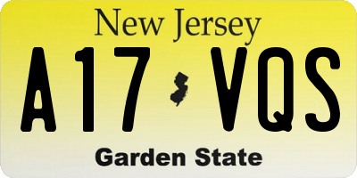 NJ license plate A17VQS