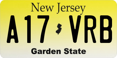 NJ license plate A17VRB