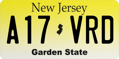 NJ license plate A17VRD