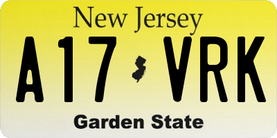 NJ license plate A17VRK