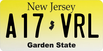 NJ license plate A17VRL