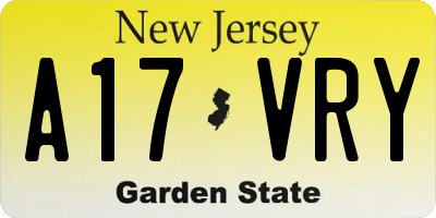 NJ license plate A17VRY