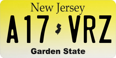 NJ license plate A17VRZ