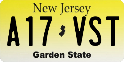 NJ license plate A17VST