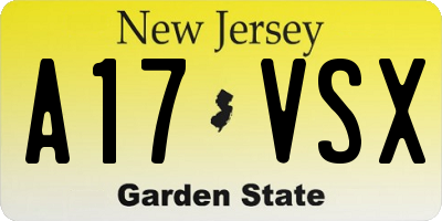 NJ license plate A17VSX
