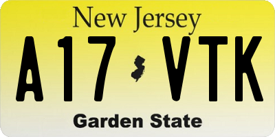 NJ license plate A17VTK