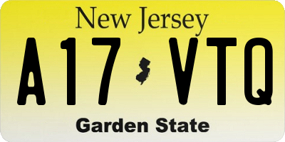 NJ license plate A17VTQ