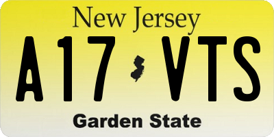NJ license plate A17VTS