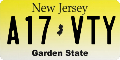NJ license plate A17VTY