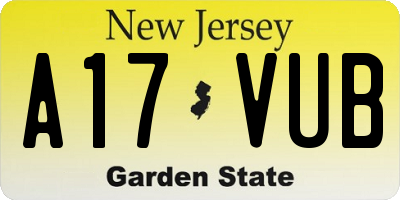 NJ license plate A17VUB