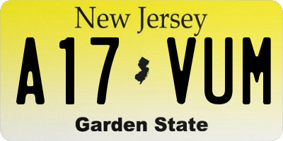 NJ license plate A17VUM
